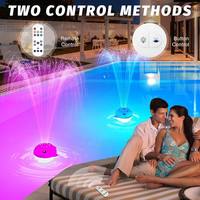 ChlorStar Pool Fountain with Remote, Dolphing Floating Pool Fountain with Lights, Above Ground Pool Water Fountains with Anchor, Swimming Pool Fountains for Inground Pool-1PC,White - Image 3